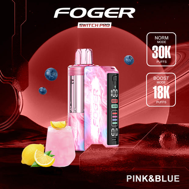 Foger Vape Pink And Blue Foger Switch Pro pod available in Aurora CO at Quick Clouds Foger Vape Pink And Blue Foger Switch Pro pod available in Aurora CO at Quick Clouds