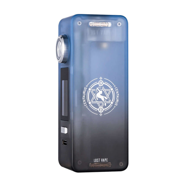 Lost Vape Centaurus N100 Mod with transparent matte shell and TFT display for customizable vaping.