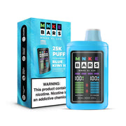 MNKE 25k XL Disposable Vape - Blue Kiwi Flavor, 25k puffs, dual mesh coil, LED display, 1000mAh battery.
