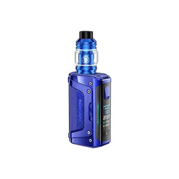 Geek Vape Aegis Legend 5 Kit in blue, a durable and powerful 200W vape mod for outdoor enthusiasts.
